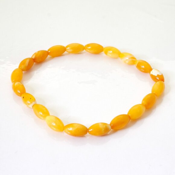 Genuine Butterscotch Elongated Bead Amber Bracelet, 100% NATURAL Amber 5.5-10mm - Picture 2 of 9